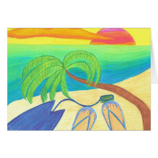 Cartão VAZIO do por do sol do surfista