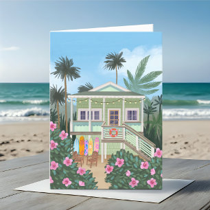 Cartão Vazio do Sea Foam Green Beach House
