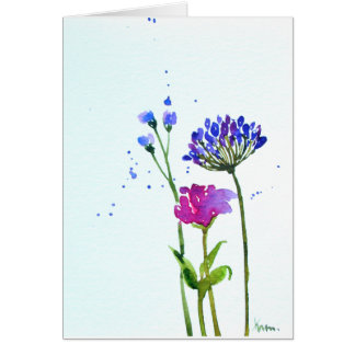 Cartão vazio floral 5" de WatercolorBlue x7 "