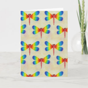 Cartão Vazio Rainbow Dragonfly Saudação