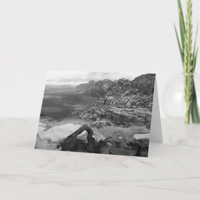 Cartão Vazio Red Rock Canyon Winter B&W Saudação (Frente)