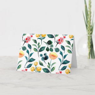 Cartão Vazio Rustic Na moda Yellow Watercolor Flowers