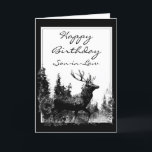 Cartão Veado do vintage do genro do feliz aniversario,<br><div class="desc">Veado do vintage do genro do feliz aniversario,  animal dos cervos,  animais selvagens,  natureza</div>