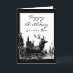Cartão Veado do vintage do genro do feliz aniversario,<br><div class="desc">Veado do vintage do genro do feliz aniversario,  animal dos cervos,  animais selvagens,  natureza</div>