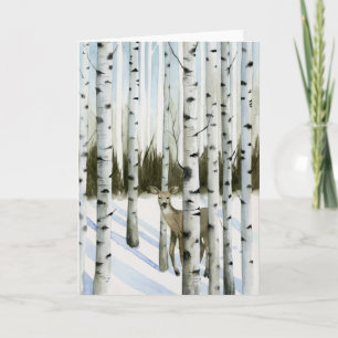 Cartão Veado em neve