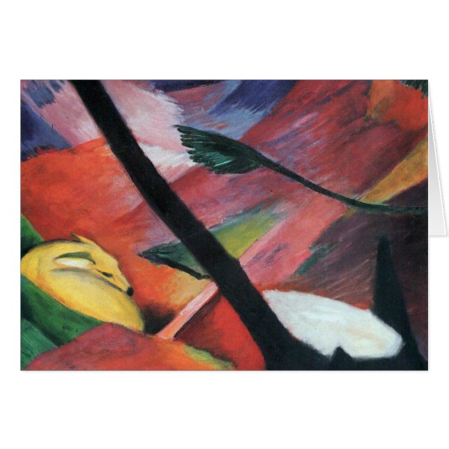 Cartão Veado na Floresta II por Franz Marc; Reh im Walde (Frente Horizontal)