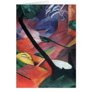 Cartão Veado na Floresta II por Franz Marc; Reh im Walde