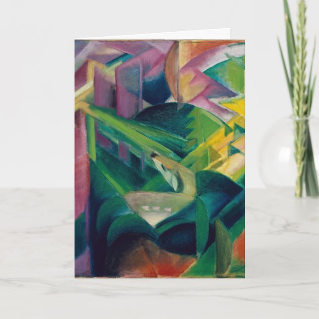 Cartão Veados em um Jardim de um Mosteiro por Franz Marc (Frente)