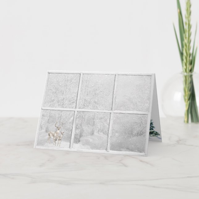 Cartão Vedante De Inverno De Natal Na Janela (Frente)