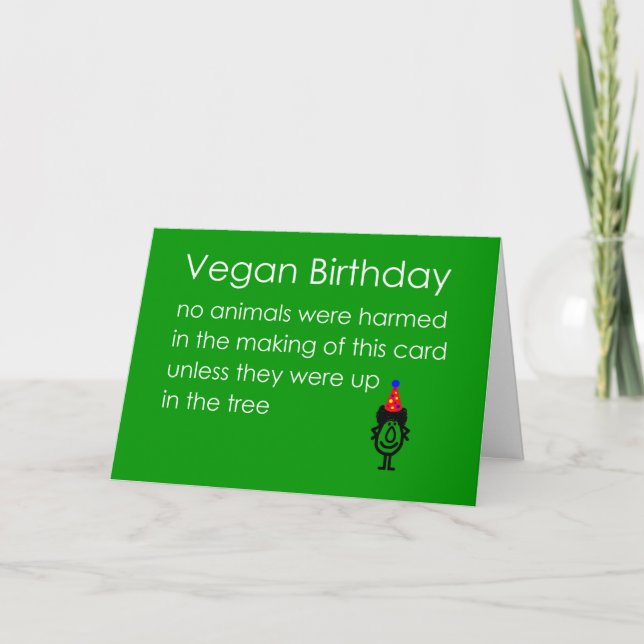 Cartão Vegan Birthday Um Encantado Poema De Aniversário F (Frente)