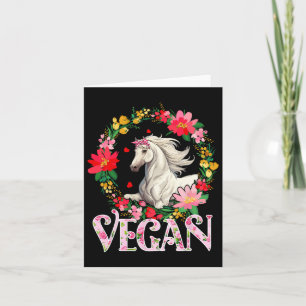 Cartão Vegan Fofo Cavalo Flores Círculo Agricultura Amant