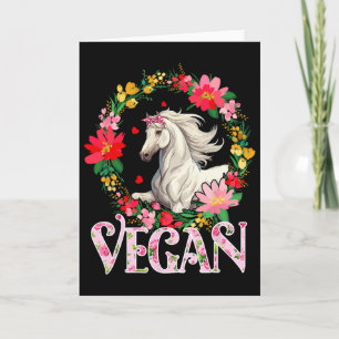 Cartão Vegan Fofo Cavalo Flores Círculo Agricultura Amant