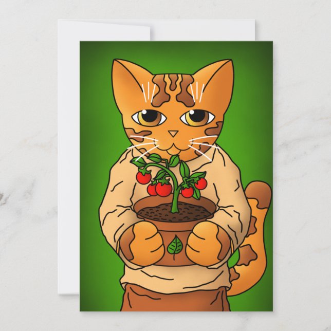 Cartão Vegan Gardener Cat (Frente)