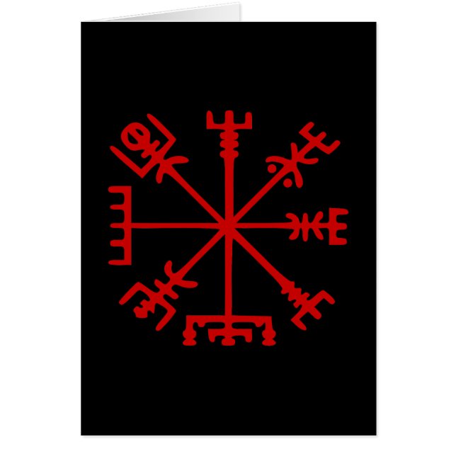 Cartão Vegvísir (Viking Compass) Sanguíneo (Frente)