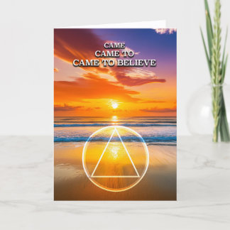 Cartão Veio a Acreditar Slogan da AA Praia ao Nascer do S