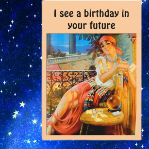 Cartão "Vejo um aniversário em seu futuro"