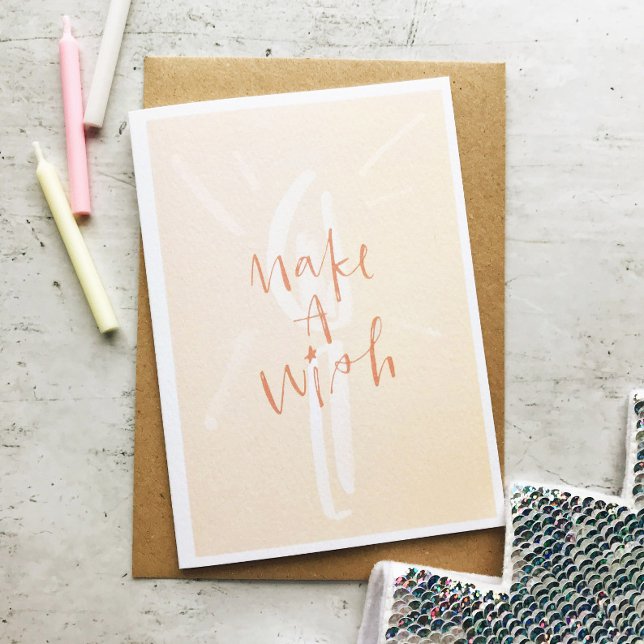 Cartão Vela Cor-de-Água Rosa Esbranquiçada Faz um Anivers (Criador carregado)