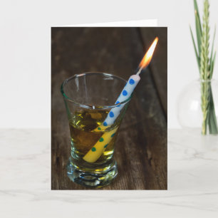 Cartão vela de aniversário em vidro fotografado