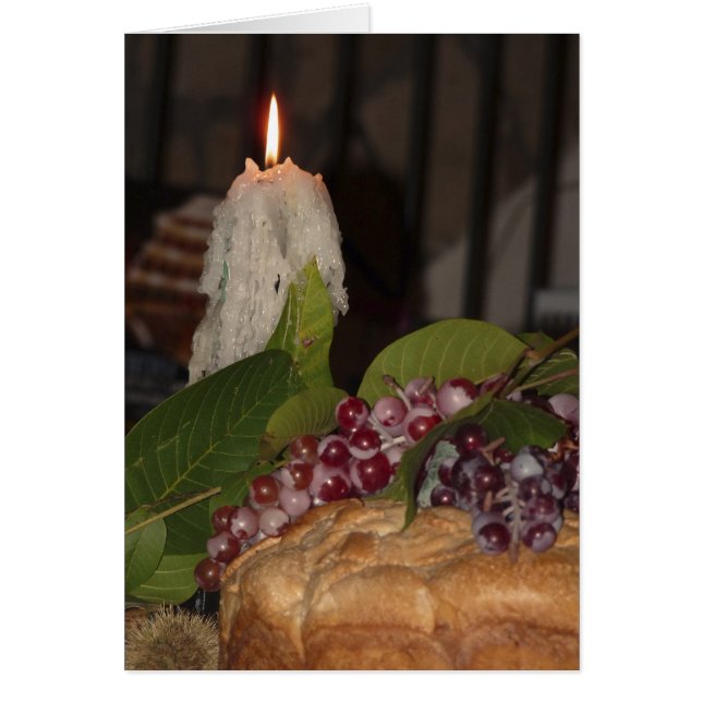 Cartão Vela e Uvas, Dentro Vazio, romântico (Frente)