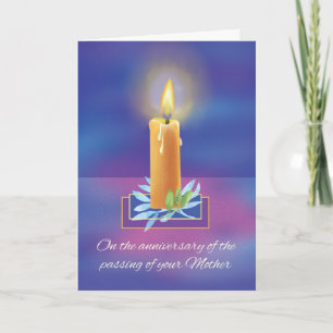 Cartão Vela Religiosa de Aniversário de Falecimento da Mã