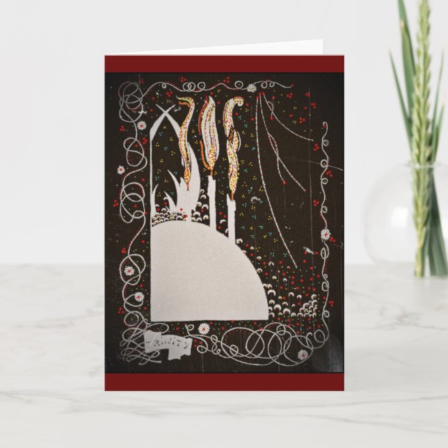 Cartão Velas das palavras de Byrd no preto (Frente)