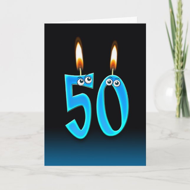 Cartão Velas de aniversário do 50º (Frente)