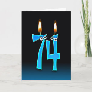 Cartão Velas de aniversário do 74° aniversário