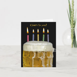 Cartão Velas de aniversário em cerveja