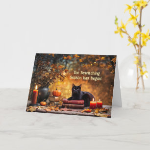 Cartão Velas de Gato Preto Testemunhas do Halloween Mysti
