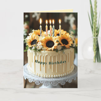 Cartão Velas de Girassóis de Aniversário  