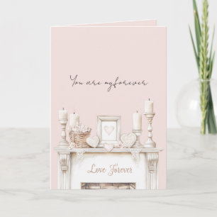 Cartão Velas de lareira cor-de-rosa Beijo Amor Eterno Cor