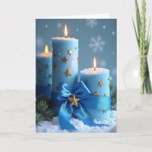 Cartão Velas de Natal Azuis