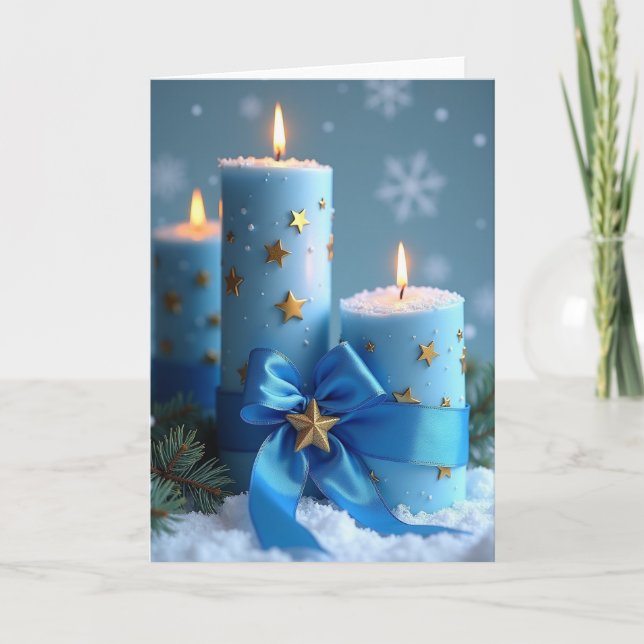 Cartão Velas de Natal Azuis (Frente)