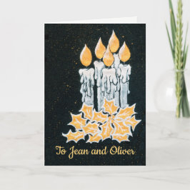 Cartão Velas de Natal e Azevinho para Personalizar