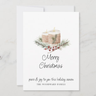 Cartão Velas de Natal em Aquarela Minimalista Moderna & P