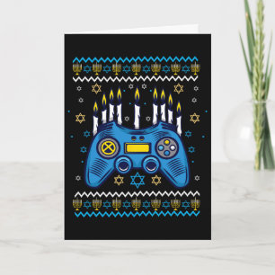 Cartão Velas do Menorá de Hanukkah do Controle de Videoga