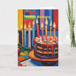Cartão Velas e bolo