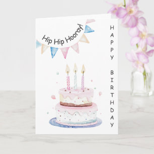 Cartão Velas e Bolo Feliz Aniversário