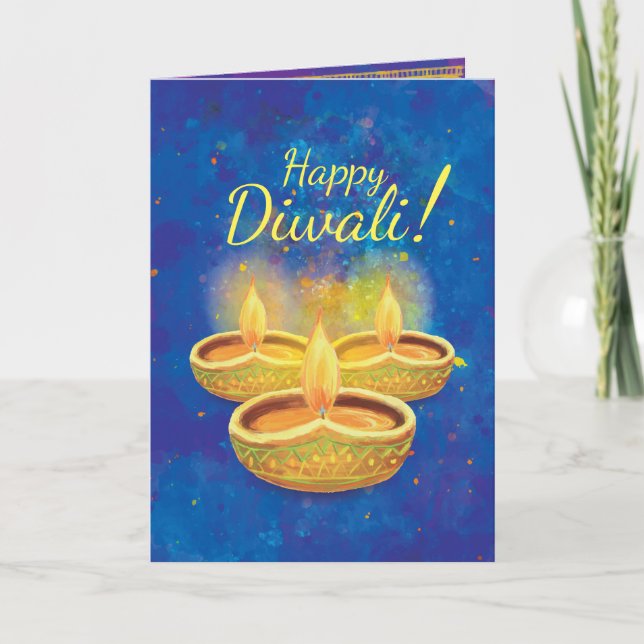 Cartão Velas illuminating felizes de Diwali que (Frente)
