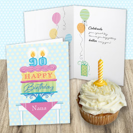 Cartão Velas Nana 90 Birthday Cake Number