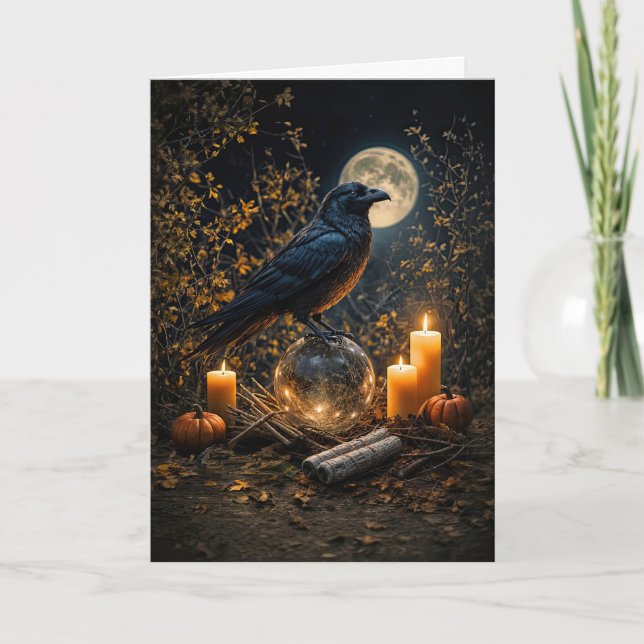 Cartão Velas Pretas Lindas de Samhain e Lua (Frente)