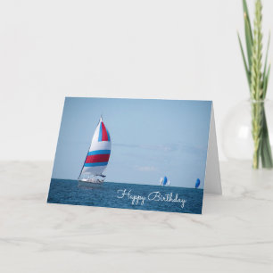 Cartão veleiro regatta de aniversário no lago Michigan