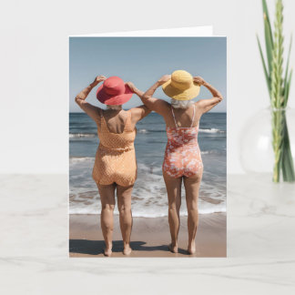 Cartão Velha Amigos em uma Praia