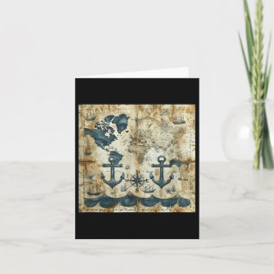 Cartão Velha Vintage Mar de Âncora Do Navio Pirata Maríti