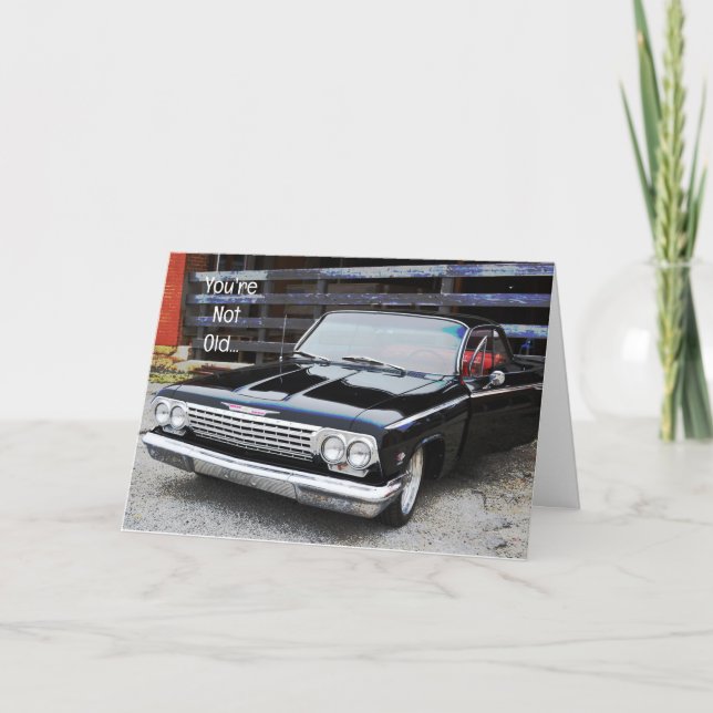 Cartão Velho Carro Clássico Negro Vintage Diversão de Imp (Frente)