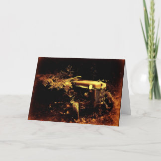 Cartão velho do dia dos pais do sepia do trator