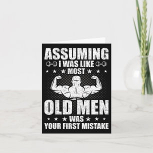 Cartão Velho Homem Levantamento de Peso de Montagem de Po