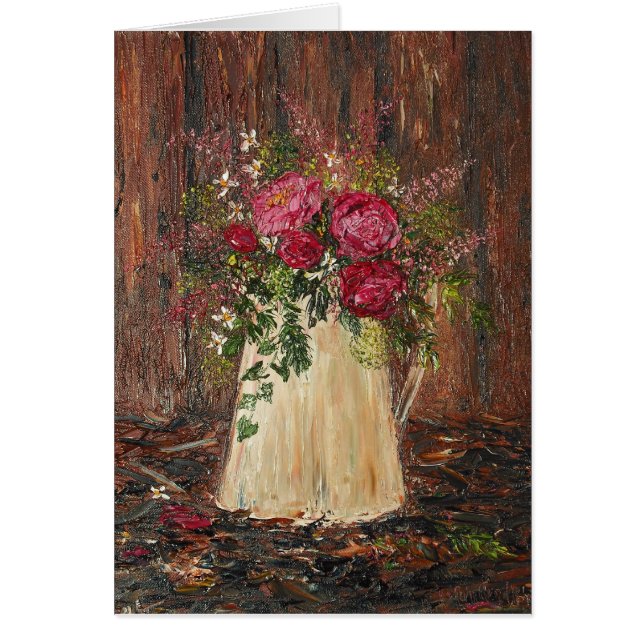 Cartão Velho Jug de flores (Frente)