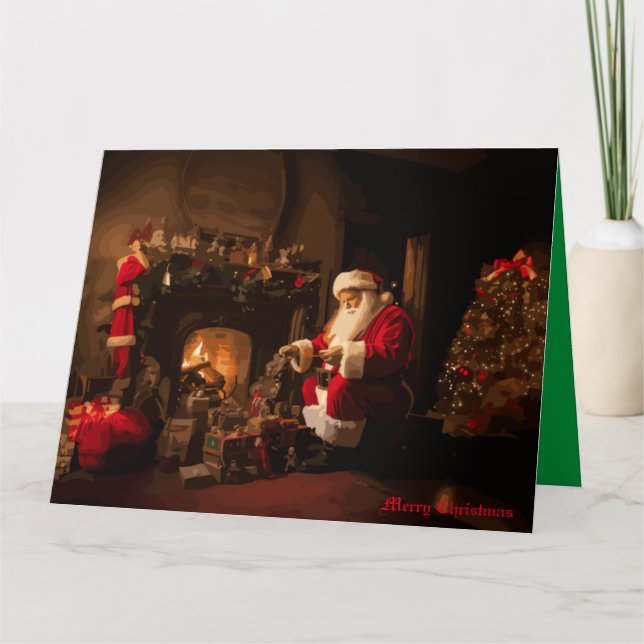 Cartão Velho Papai Noel Alegre (Frente)