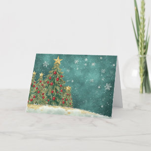 Cartão Velvet Red e Green Christmas Tree Foil